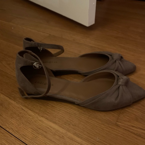 Brown suede flats with ankle strap. NEVER WORN!! - Picture 2 of 4